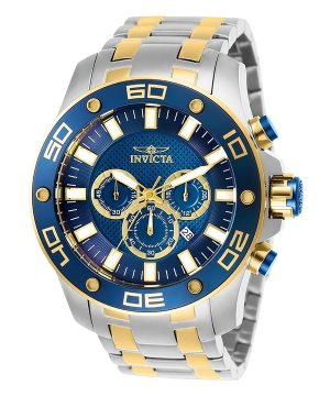 Invicta Pro Diver Scuba Chronograph kaksisävyinen ruostumaton teräs sininen kellotaulu kvartsi 26082 100M miesten kello