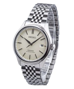 Seiko Presage Classic Shiro-iro ruostumaton teräs lämmin valkoinen kellotaulu automaattinen SPB463J1 100M miesten kello