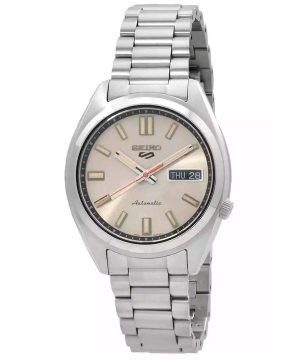 Seiko 5 Sports SNXS -sarja ruostumattomasta teräksestä beige kellotaulu automaattinen SRPK91K1 100M miesten kello