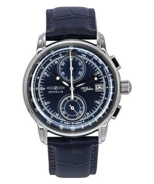 Zeppelin 100 Jahre Chronograph Nahkahihna Sininen Kellotaulu Quartz 86703 Miesten kello