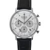 Bauhaus Classic Chronograph ruostumattomasta teräksestä valmistettu nahkaranneke valkoinen kellotaulu Solar 20861 miesten kello