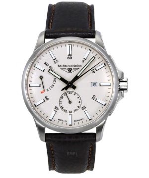 Bauhaus Aviation nahkaranneke Täysi valoisa beige kellotaulu automaattinen 28605 100M miesten kello