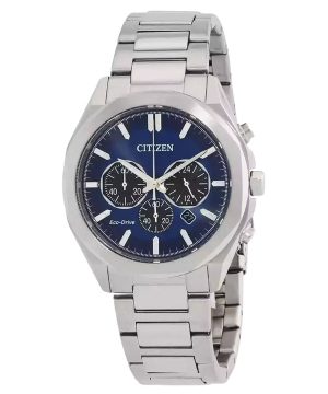 Citizen Eco-Drive Chronograph ruostumattomasta teräksestä valmistettu sininen kellotaulu CA4590-81L 100M miesten kello