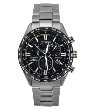 Citizen Radio-ohjattu kronografi Super Titanium Black Dial Eco-Drive CB5947-80E 100M miesten kello