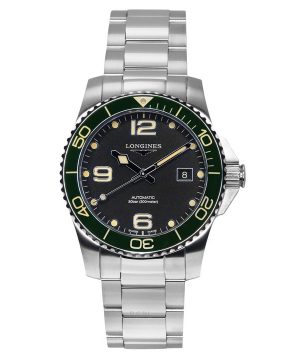 Longines HydroConquest ruostumattomasta teräksestä valmistettu musta kellotaulu automaattinen sukeltaja L3.781.4.05.6 300M miest