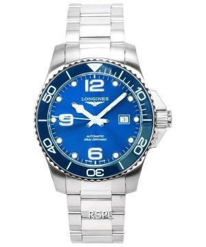 Longines HydroConquest Sunray Blue Super-LumiNova-kellonäytön automaattisella sukeltajalla L3.782.4.96.6 300M miesten kello