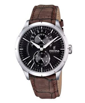 Festina Retro nahkaranneke monitoimi musta kellotaulu kvartsi F16573-4 miesten kello