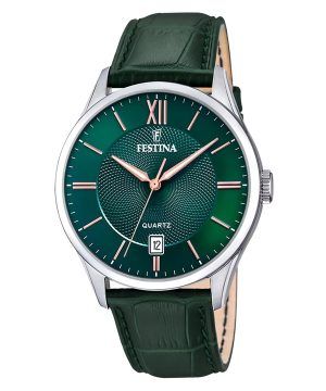 Festina Classics nahkaranneke vihreä kellotaulu kvartsi F20426-7 miesten kello