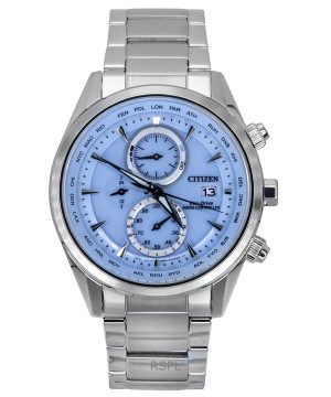 Citizen Eco-Drive Chronograph Radio-ohjattu ruostumattomasta teräksestä valmistettu jääsininen kellotaulu AT8260-85M 100M mieste