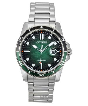 Citizen Marine Eco-Drive ruostumattomasta teräksestä valmistettu vihreä kellotaulu AW1811-82X 100M miesten kello