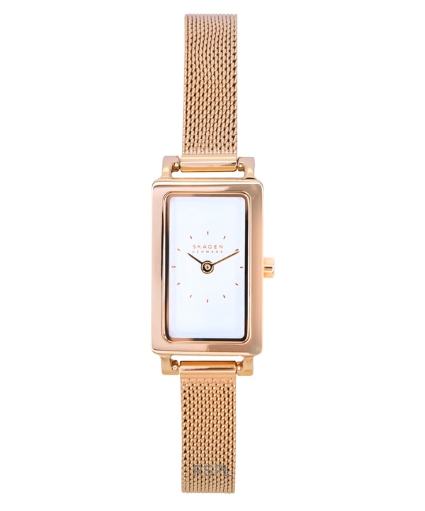 Skagen Hagen Micro Rose Gold Sävy ruostumaton teräs valkoinen kellotaulu kvartsi SKW3148 naisten kello