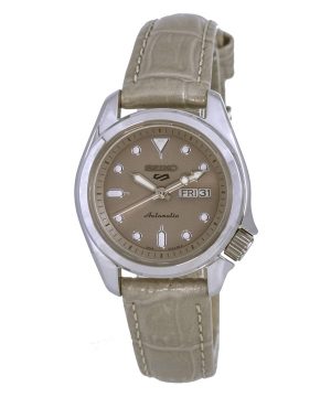 Kunnostettu Seiko 5 Sports kompakti nahkaranneke beige kellotaulu automaattinen SRE005K1 100M naisten kello