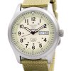 Kunnostettu Seiko 5 Military Stainless Steal Beige kellotaulu automaattinen SNZG07J1 100M miesten kello