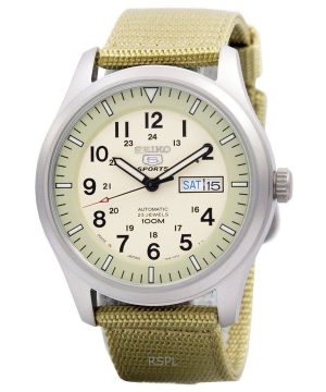 Kunnostettu Seiko 5 Military Stainless Steal Beige kellotaulu automaattinen SNZG07J1 100M miesten kello